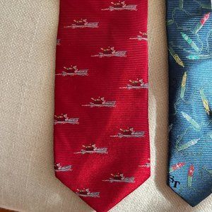 Southern Tide Christmas Holiday Red & Blue Santa Neck Tie